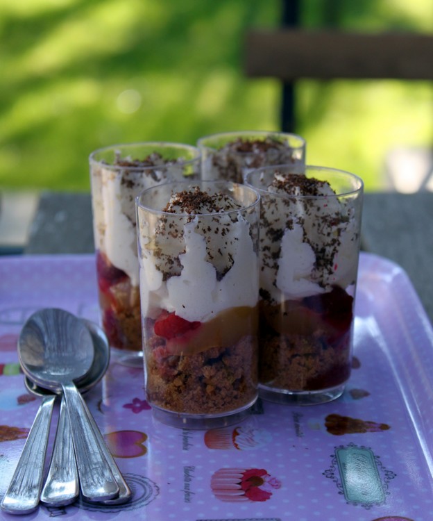 Recette Mini-verrine de framboises, crème façon cheesecake